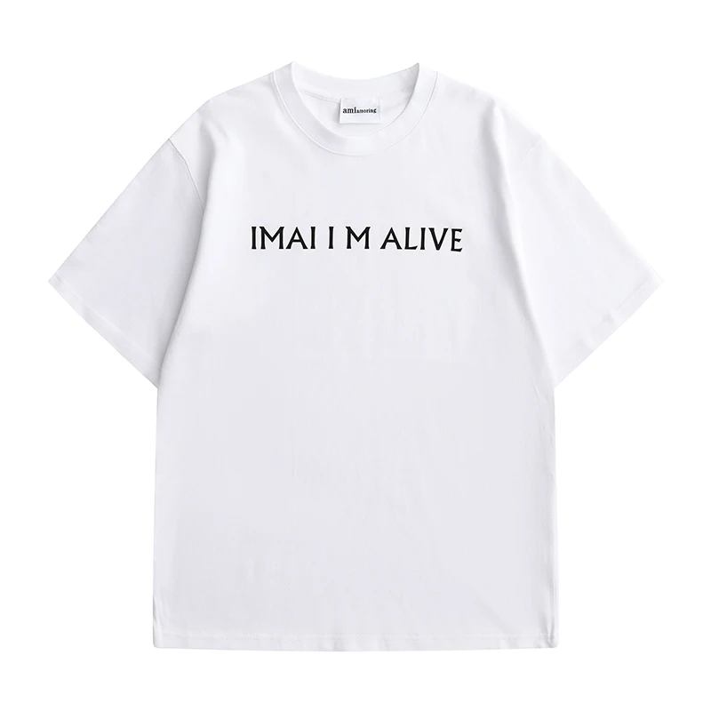 

Новая женская футболка IMAI I M ALIVE 2026 года, оригинальный бренд, летняя мужская футболка с коротким рукавом, модная футболка из 100% хлопка