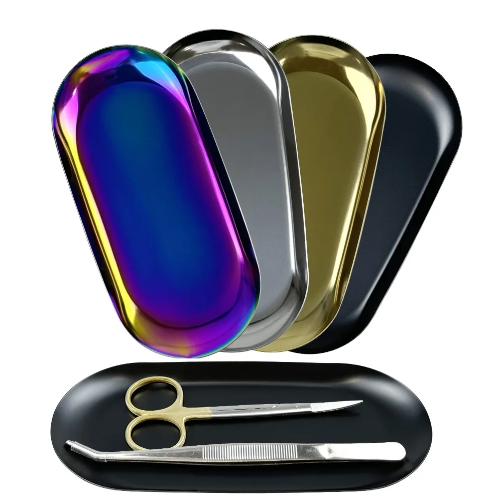 1pc Dental Surgical Medical Tray Stainless Steel Nail Tattoo Plate Cosmetic Storage Dish Tray Container Dentistry Lab Instrument