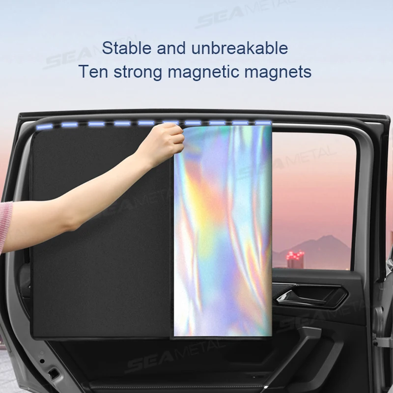 SEAMETAL Magnetic Car Side Window Sun Shade Curtains UV Blocking Summer Car Sun Protection Cover Anti Glare Auto Privacy Curtain