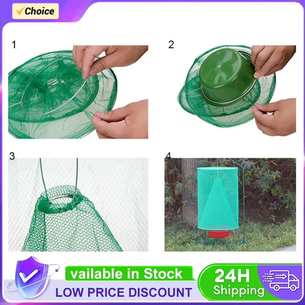 Flies Flytrap Cage Net Control Reusable Hanging Fly Catcher Killer Trap for Household Kitchen Protection