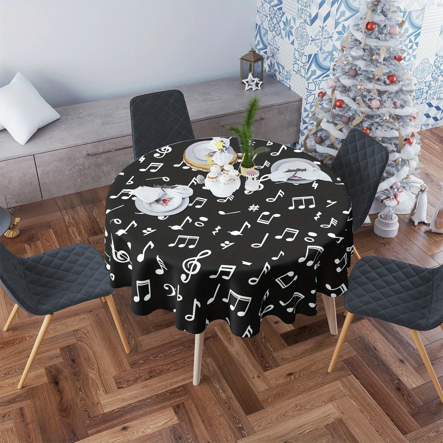 One music-themed tablecloth - suitable for patios and backyard barbecuesxzj