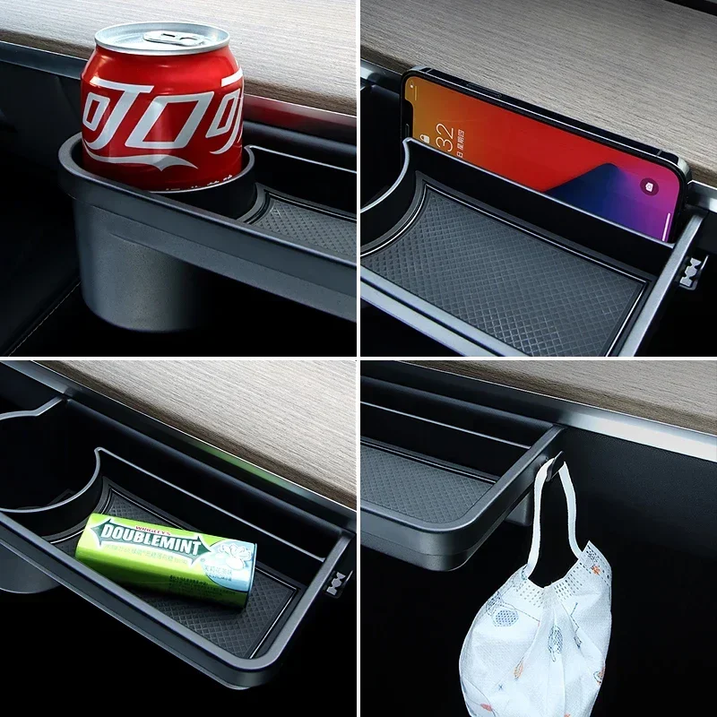 Glove Box Rack Storage Hook Mini Table Phone Water Cup Holder Front Passenger Glove Box Car Accessories 2023 For Tesla Model 3 Y