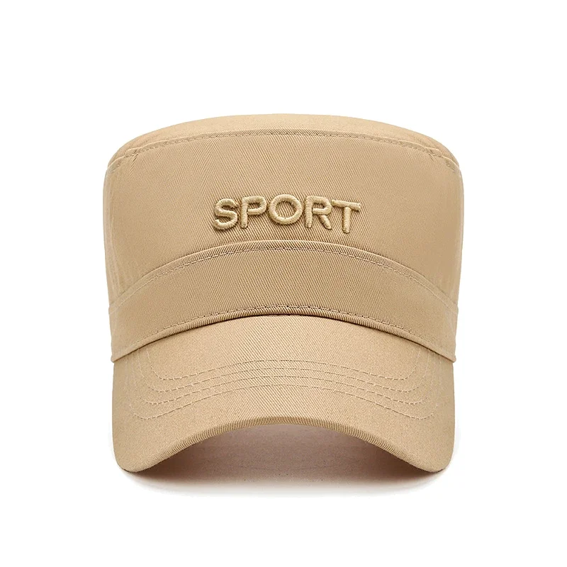 New 5-Color SPORT Letters 3D Embroidered Flat-Top Military Cadet Cap Dad Caps Military Enthusiasts