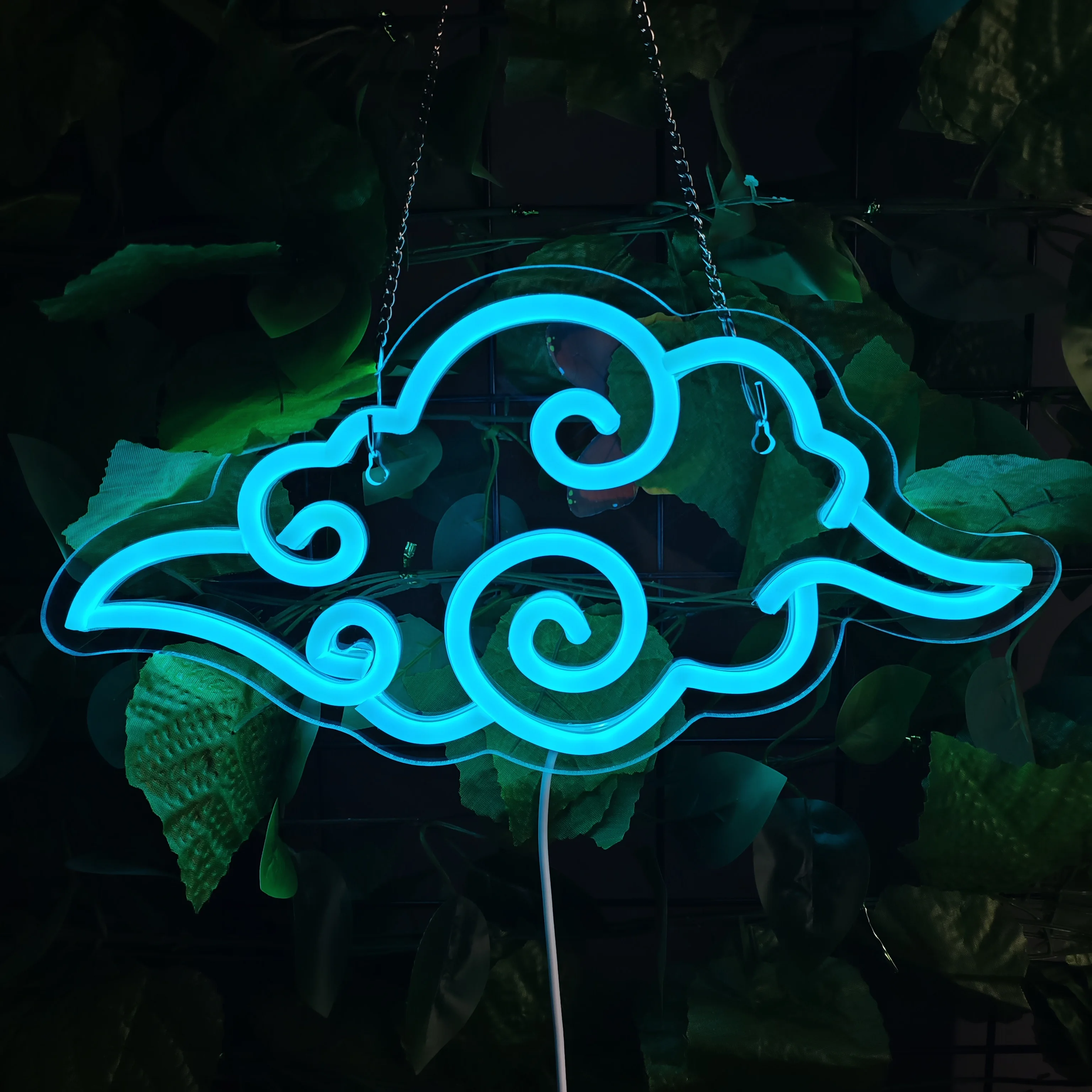 1 piece of anime blue cloud neon sign light, game room use neon light, USB switch power supply, wall decoration use, cool sign