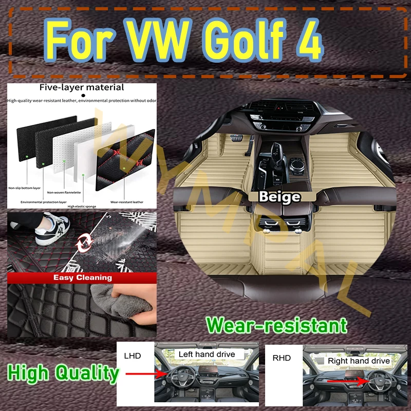 

Luxury DropShipping Car Floor Mats For VW Golf 4 MK4 1998~2003 Center Auto Interior Accessories Leather Carpets Rugs Foot Pads