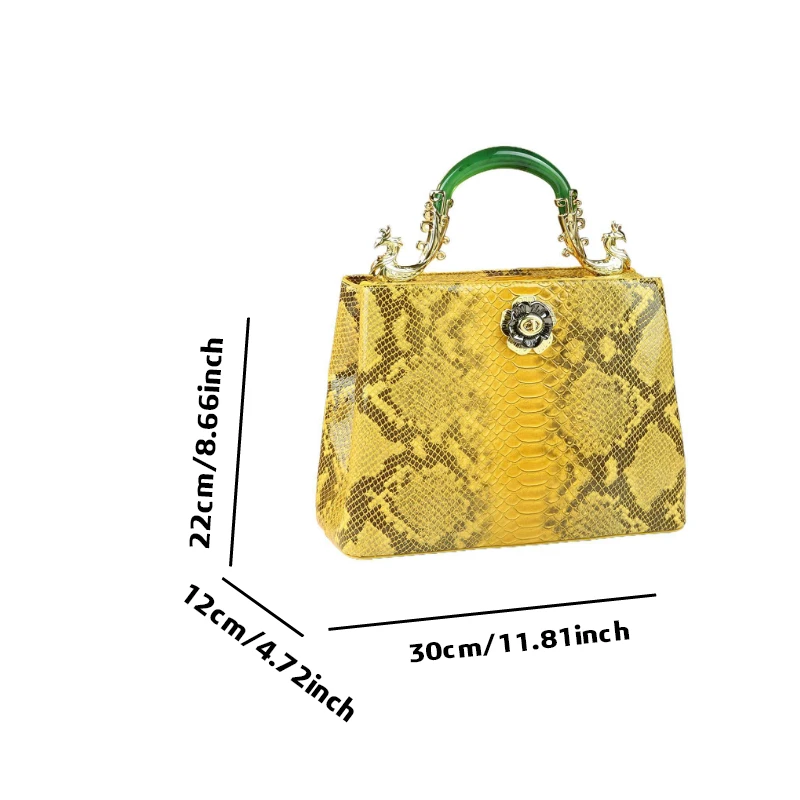 Snake-patterned lock clasp bag women, 2026 new trendy heavy-duty handbag, high-end versatile shoulder and crossbody bag