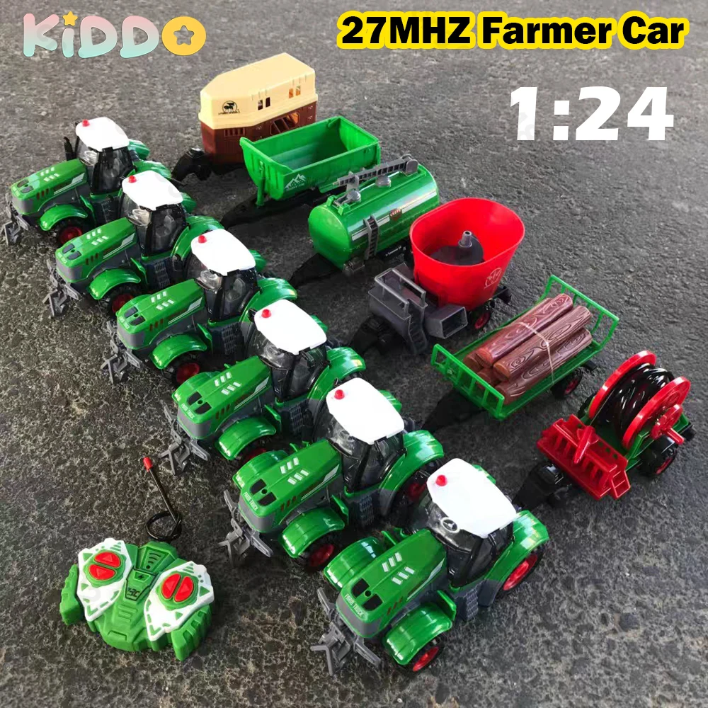 

1/24 Rc Farmer Car for Boys Remote Control Tractor Trailer Light Farmer Truck Electric Model Toys 27mhz Radio-Control Car Truck