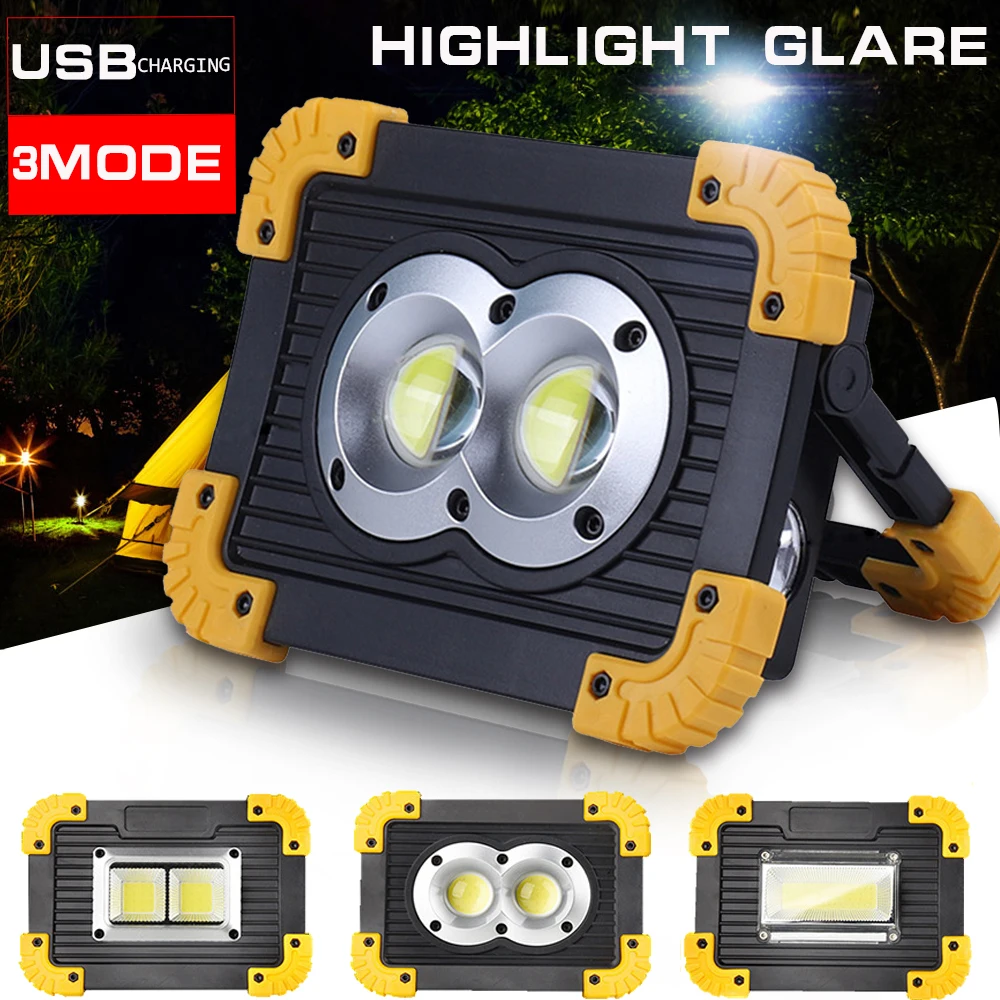 200W Led Work Light 30000LM Super Bright Led Portable Spotlight Rechargeable for Outdoor Camping Lampe Led Flashlight by 2*18650