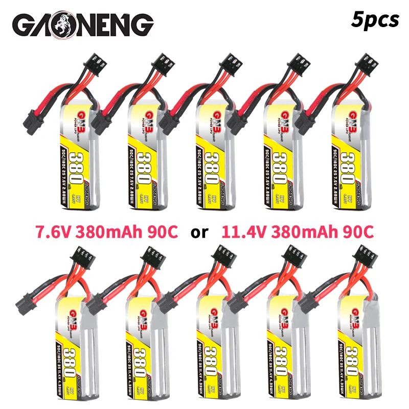 5 Stück GNB Lipo-Akku 2S 3S 380mAh 90C/180C mit XT30-Stecker RC Lipo-Akku für FPV-Drohne, Helikopter, Quadcopter, Flugzeug