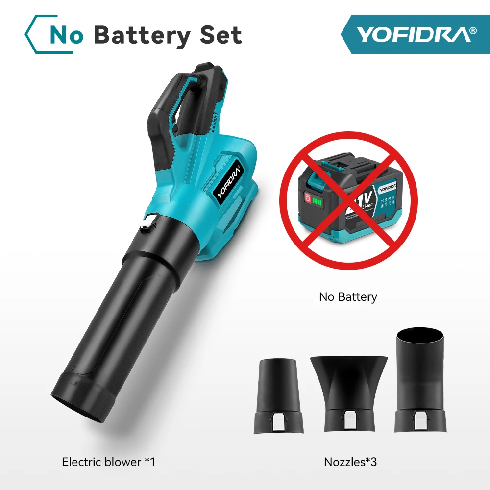 YOFIDRA Borstelloze Elektrische Luchtblazer 2000W Draadloze Stof- en Bladblazer Krachtig Gereedschap Voor Makita 21V Accu