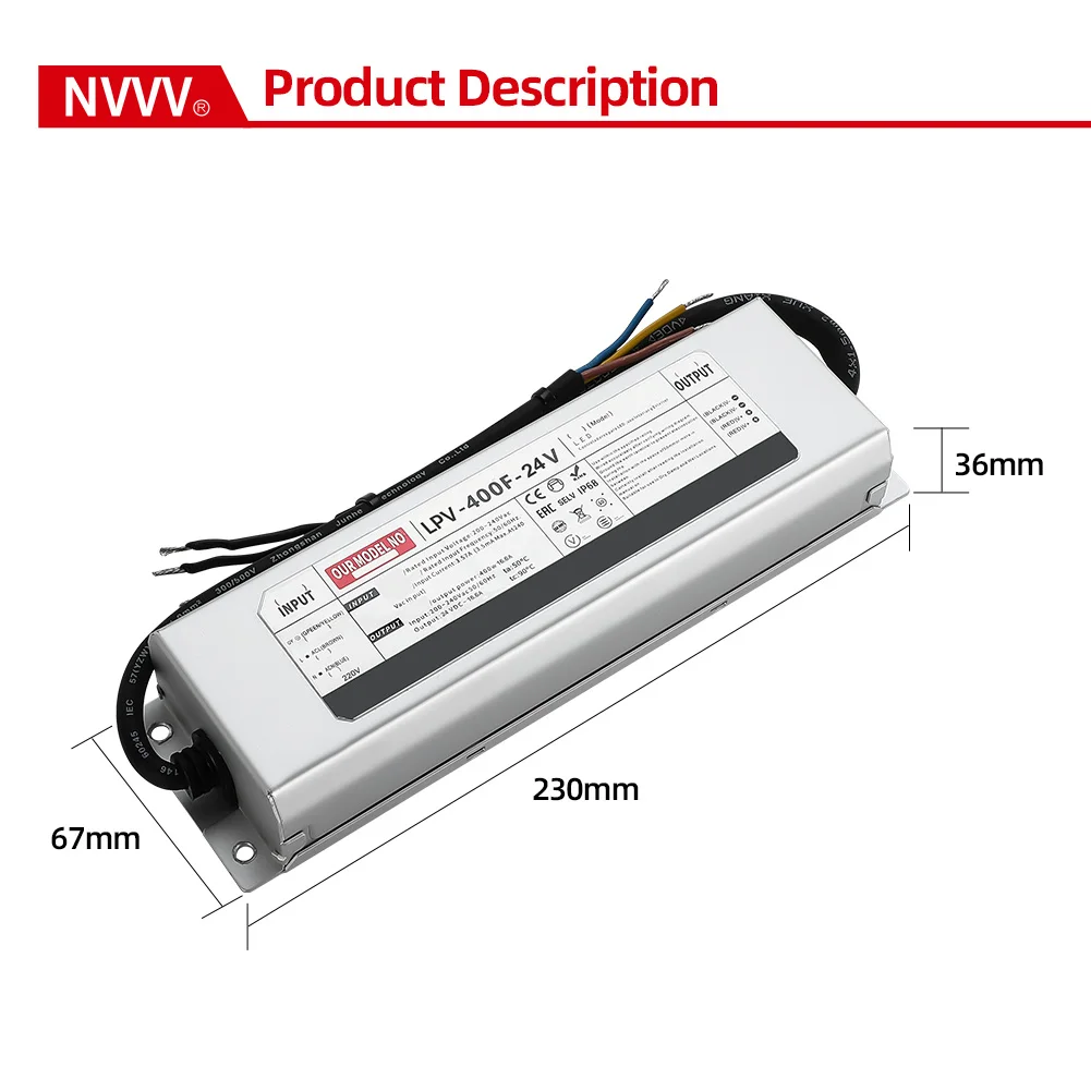 NVVV LPV-400F High Quality Waterproof Power Supply 400w 12v/24v Switching Power Supply LED driver