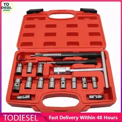 CRIN Diesel Fuel Injector Copper Bush Grinding Repair Tool 17PCS Base Cleaning Reamer