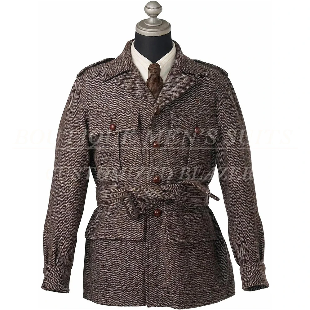 

Customzied Tweed Suits for Men Fashion 1 Pcs Jacket Luxury Single Breasted Notch Lapel Skinny Coat Luxury Male Clothing Blazer