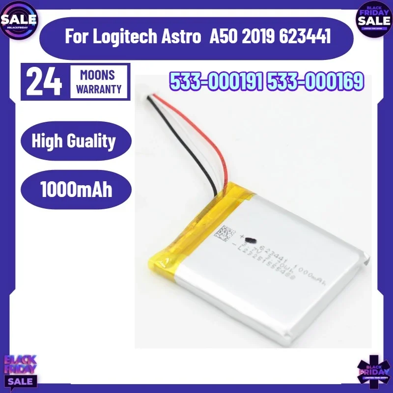 SWZY 1000mAh 533-000191 533-000169 Battery For Logitech Astro  A50 2019 623441 Headset Batterie Accumulator