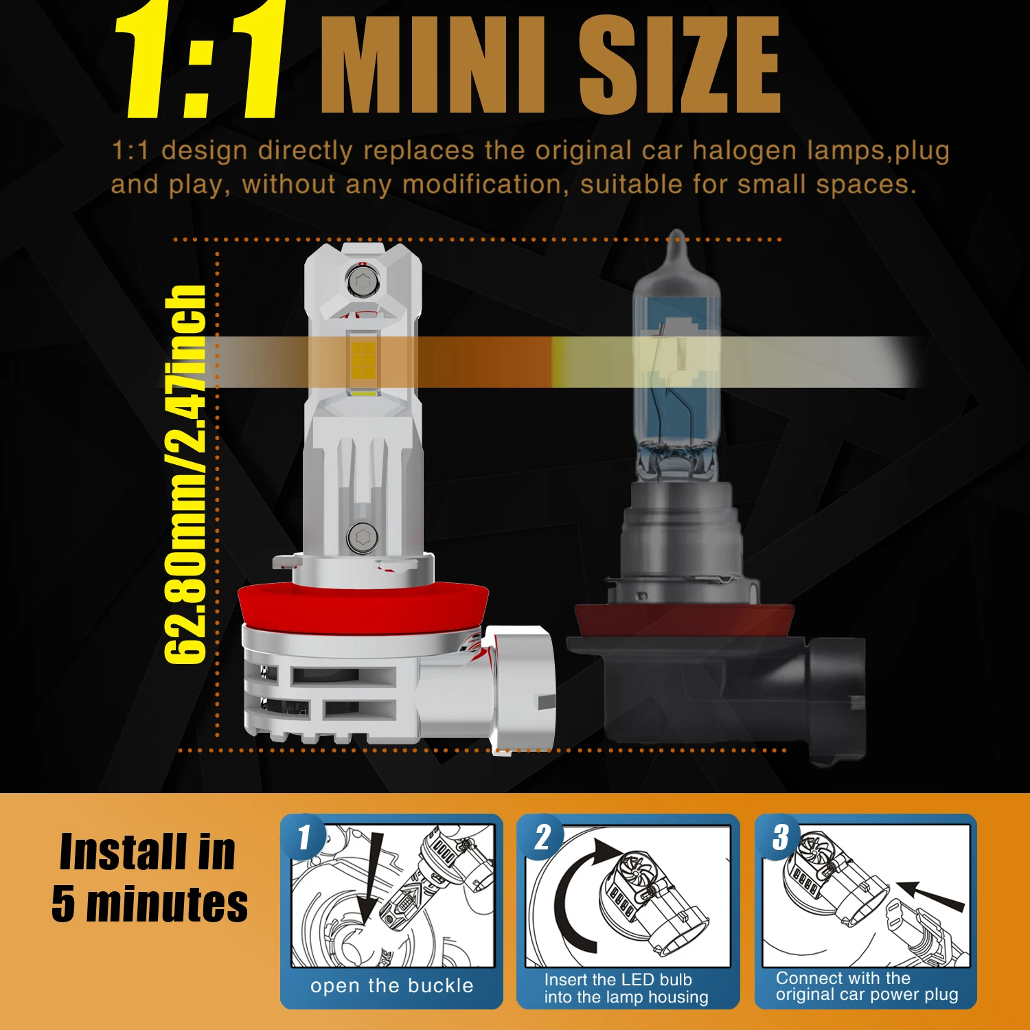 Faros antiniebla Led para coche, Bombilla Canbus H11 H8, H16 H9, 6000K, diodo blanco, lámpara de conducción, 12v, 55w, para BMW E71, E72, F30, F80, 2 uds.