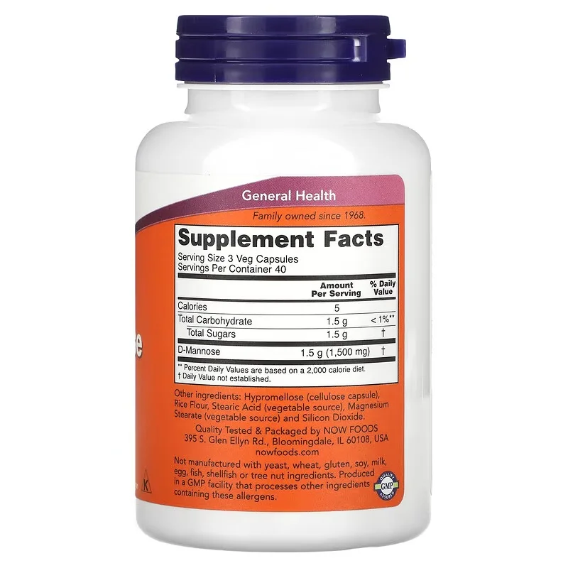 D-Mannose Bladder Urethra Cleansing Capsules for Men And Women 120 Count Natural Urinary Tract Health Supplement