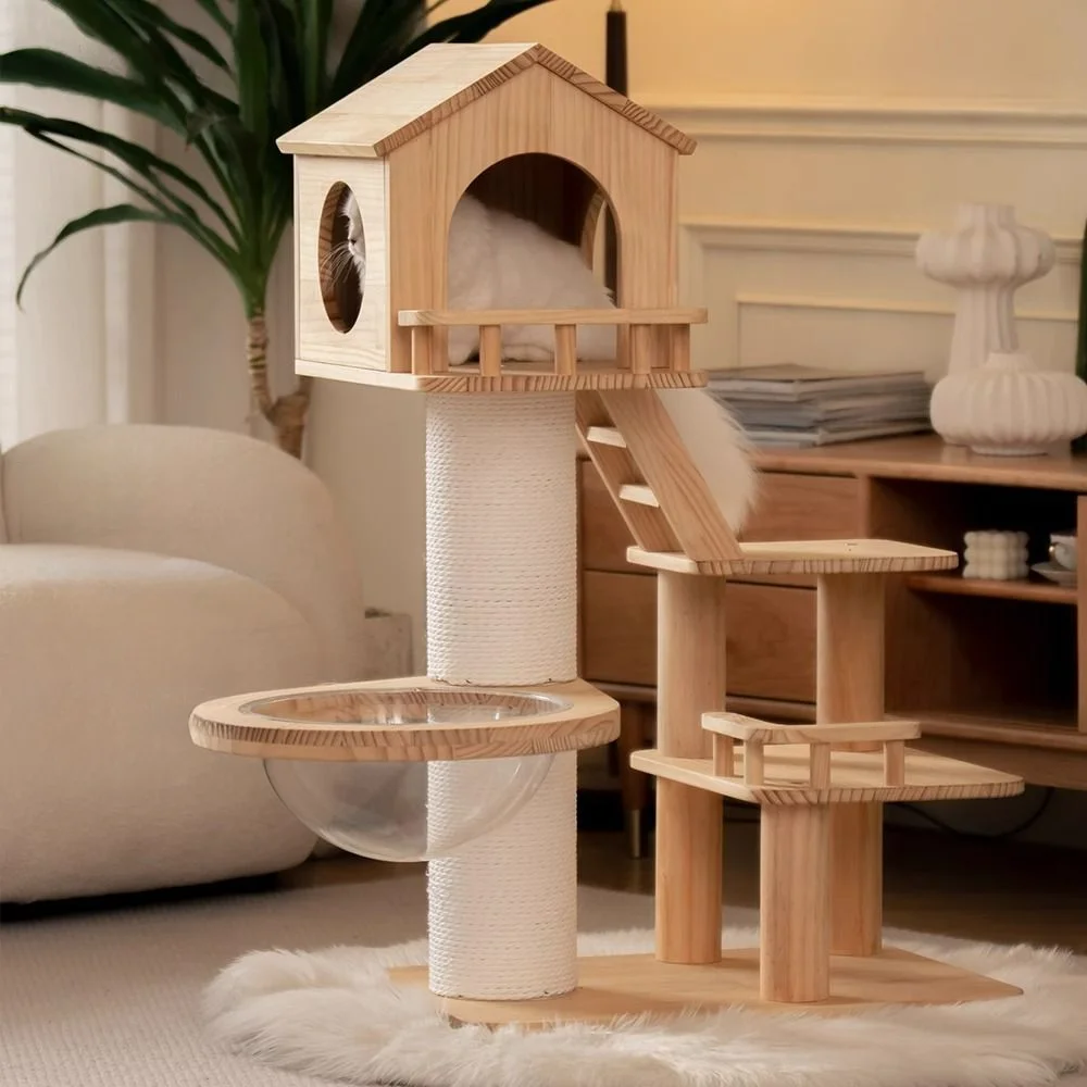 Small Cat Climbing Frame Multi-story Kitten Villa Solid Wood Luxury High-end Cat Nest Wear-resistant Large Scratching Post