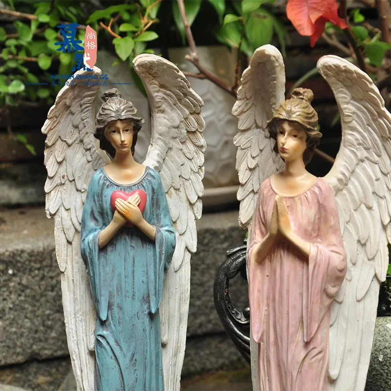 

Sculptures & Figurines Angel Statues For Home Decor Modern Living Room Decoration Garden Terrace Resin Decorative Angels Gifts