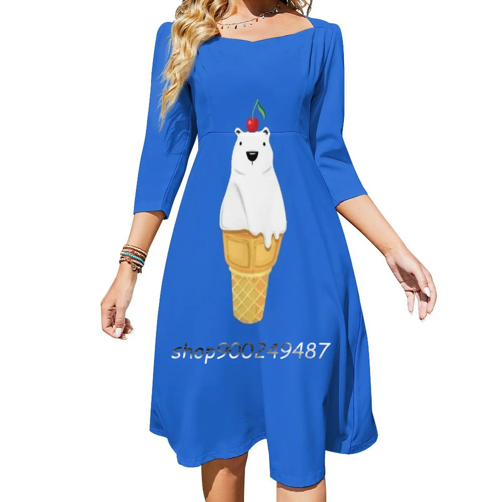 Vestido holgado de talla grande para mujer, prenda con diseño de corazón y nudo, con diseño de cono Polar, oso, Reynarte, calentamiento Global