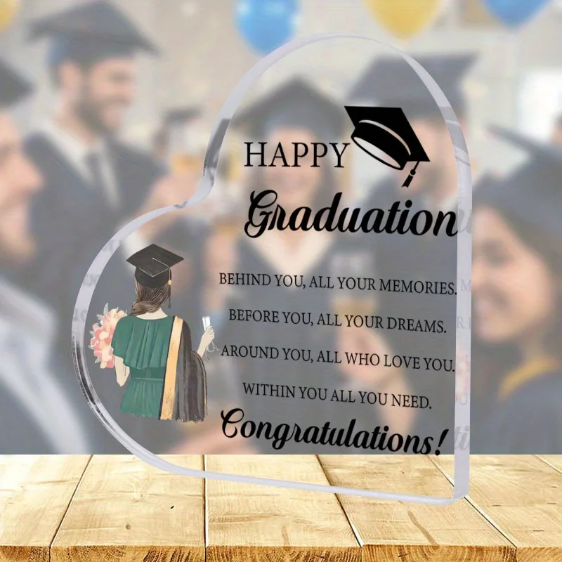 1PC Acrylic Graduation Gift for Her Him, Clear Appreciation Plaque with Cap & Diploma Design, Inspirational Keepsake for Daughte