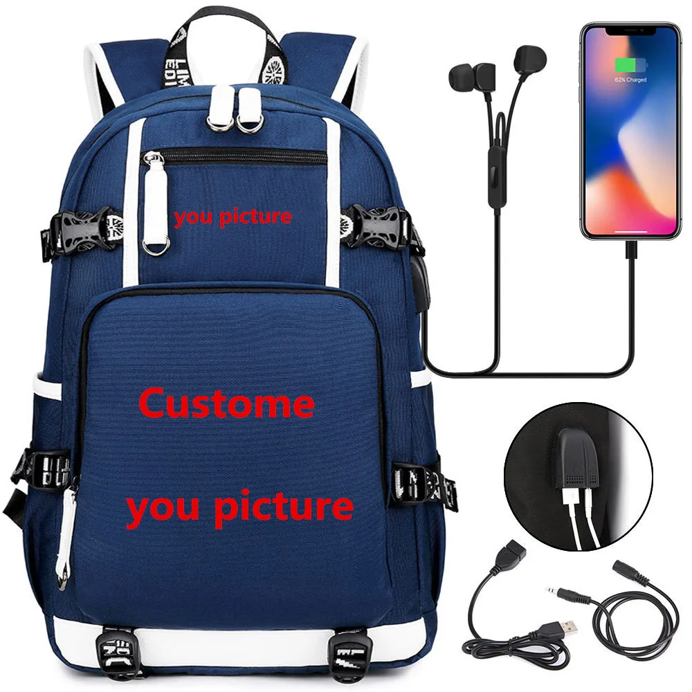 

DIY Mochila Student School Backpack Customize DIY Your Logo Name Image Travel Shoulder Bag