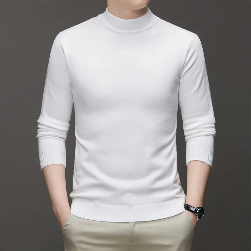 7 Colour Men\'s Half High Neck Long Sleeved Solid Color Sweater Soft, Warm and Comfortable Top with a Base