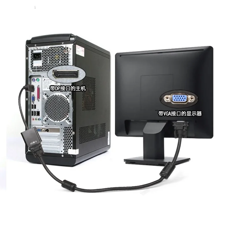 Displayport dp macho para vga fêmea conversor cabo adaptador porta de exibição dp para vga cabo para projetor dtv tv hdvd cabo portátil