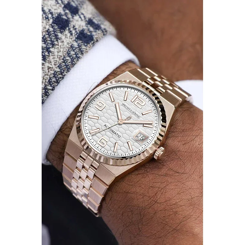 New Specht & Sons Men's Watches Japan 8215 Automatic Mechanical Watch Rose Gold Stainless Steel Sapphire Crystal Waterproof - Image 6