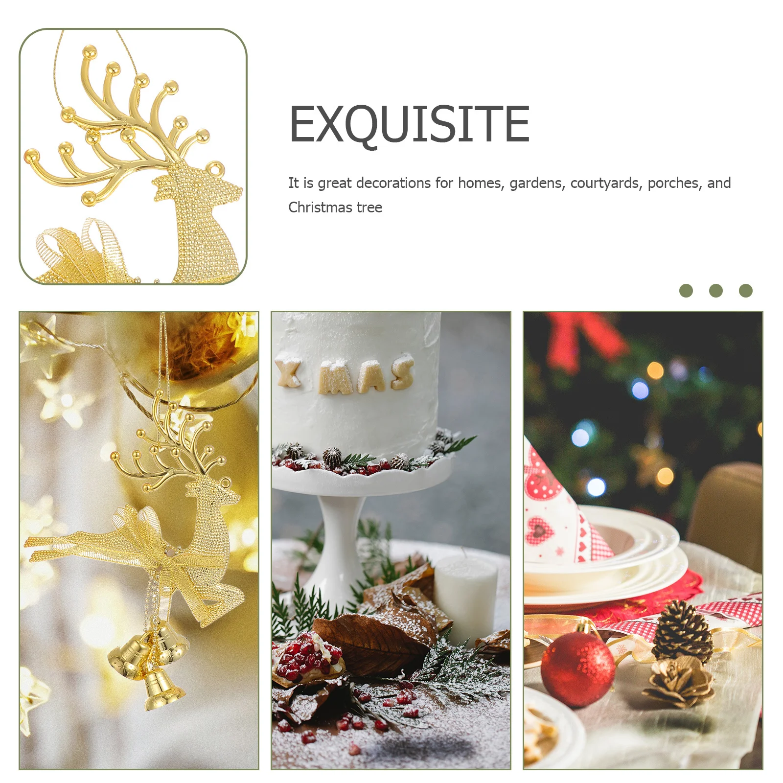 

8Pcs Xmas Elk Bell Pendant Hanging Ornament Lovely Christmas Party Decoration Festival Tree Home Decorative Pendant