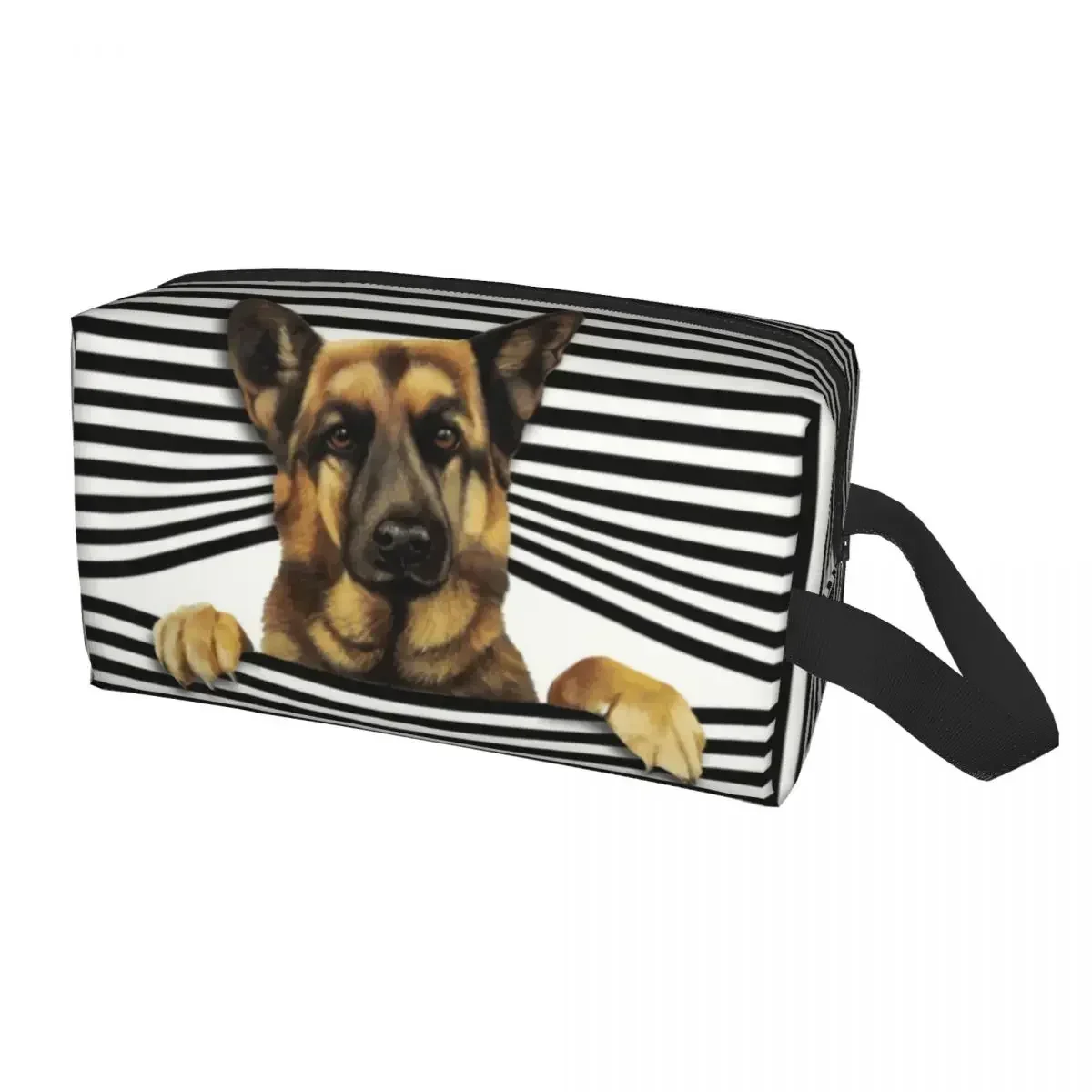 Fashion Funny German Shepherd Puppy Travel Toiletry Bag Women Animal Pet Makeup Cosmetic  Beauty Storage Dopp Kit