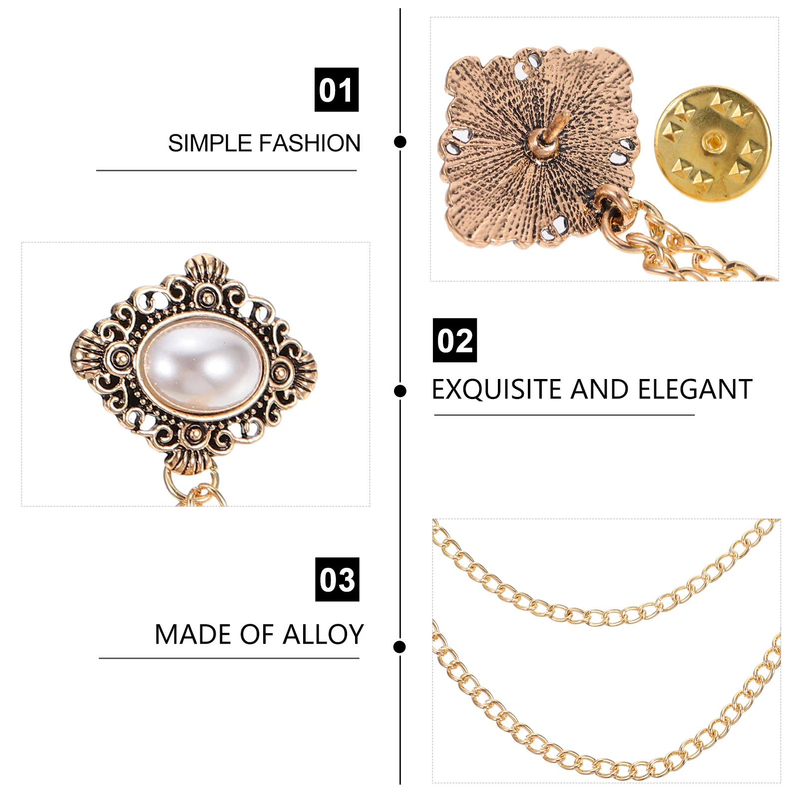 

2pcs Brooch Accessories Vintage Chain Clip For Women Suit Scarf Hat Bag Elegant Breastpin Jewelry Women Clothes Clip Gift