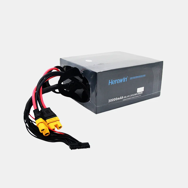 

Herewin Сельскохозяйственные БПЛА Дроны 18S 30000 мАч Мягкая упаковка LIPO 25C 68,4 В Батарея для опрыскивающего дрона для 50-литрового сельскохозяйственного БПЛА