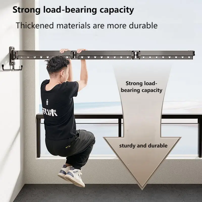 

Balcony folding clothes rack, telescopic drying, indoor drying artifact, hidden clothes rack, bathroom drying pole