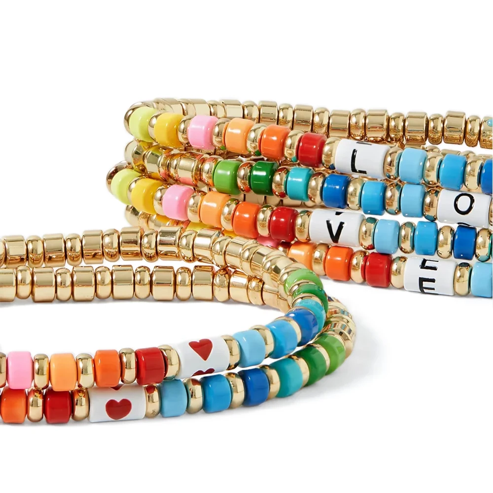 2024 New Gold Color Beaded Bracelets Sets for Women Love Charm Couple Bracelets Hand Accessory