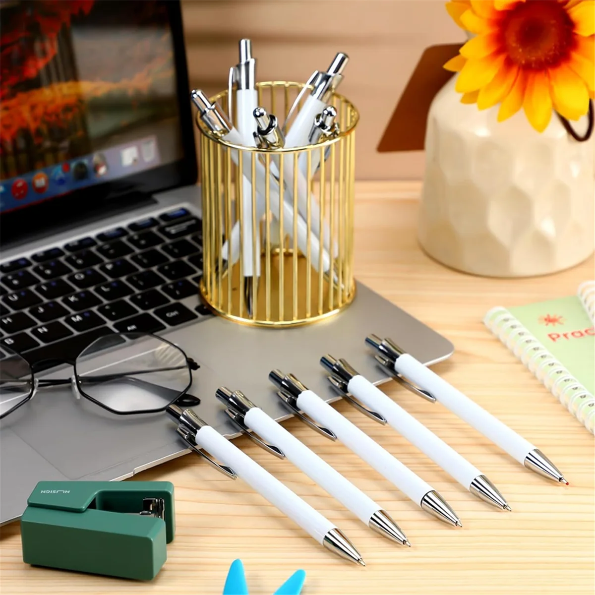 

AD29-10Pcs Sublimation Pen Blank Heat Transfer Pens Sublimation Ballpoint Pens with Shrink Wrap School Supplies for