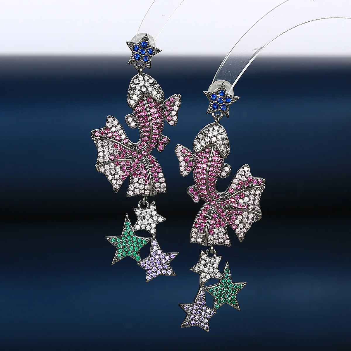 

Luxury and Fashionable Colorful Zircon Carp Earrings For Women or Girls' Christmas Gift