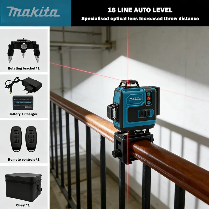 

Makita Original 18V 6Ah Battery 6Lines laser levels High-precision Portable 360 Green Beam Horizontal Vertical Instrument