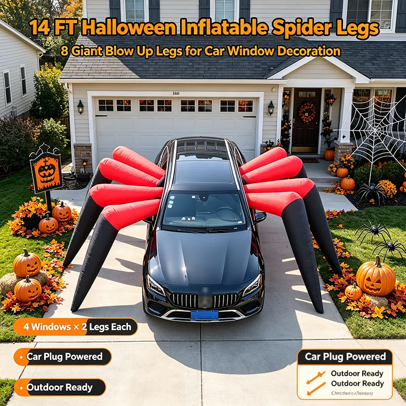 Outdoor Power Plug - 14FT Halloween Inflatable Spider Legs for