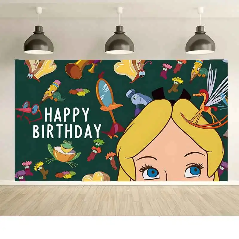 

3x1.8m Alice in Wonderland Background Boy Birthday Party Supplies Queen Banner Festival Supplies Room Decor backdrop baby shower