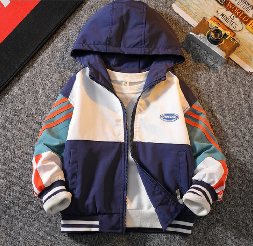 Spring Clothes Boys Jacket For Children Outwear Jacket Boys 4-14 Years Hooded Vertical Stripes mid-length Windbreaker For Boys