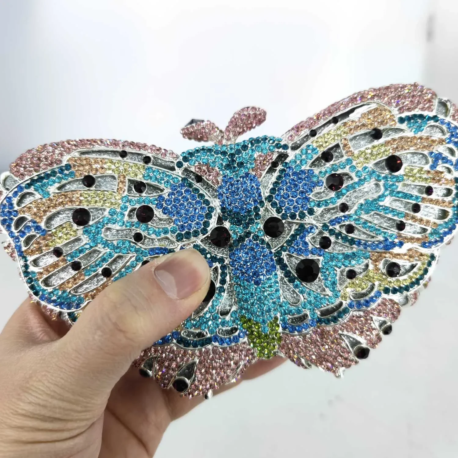 Boutique De FGG (in stock) Women Butterfly Clutch Crystal Evening Bags Party Purses Cocktail Rhinestone MInaudiere Handbags