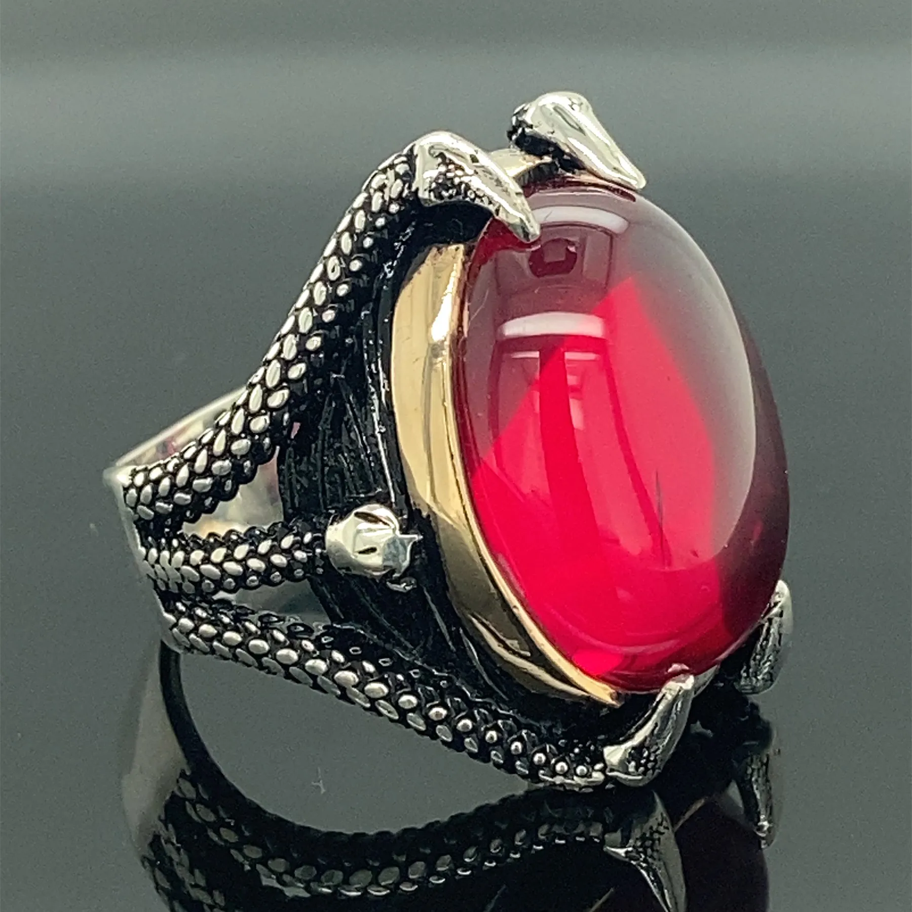 ★Item Details  • Gender : Male / Female • Material : 925K Sterling Silver • Total weight : 15 Grams • Gemstone : Ruby Stone • St