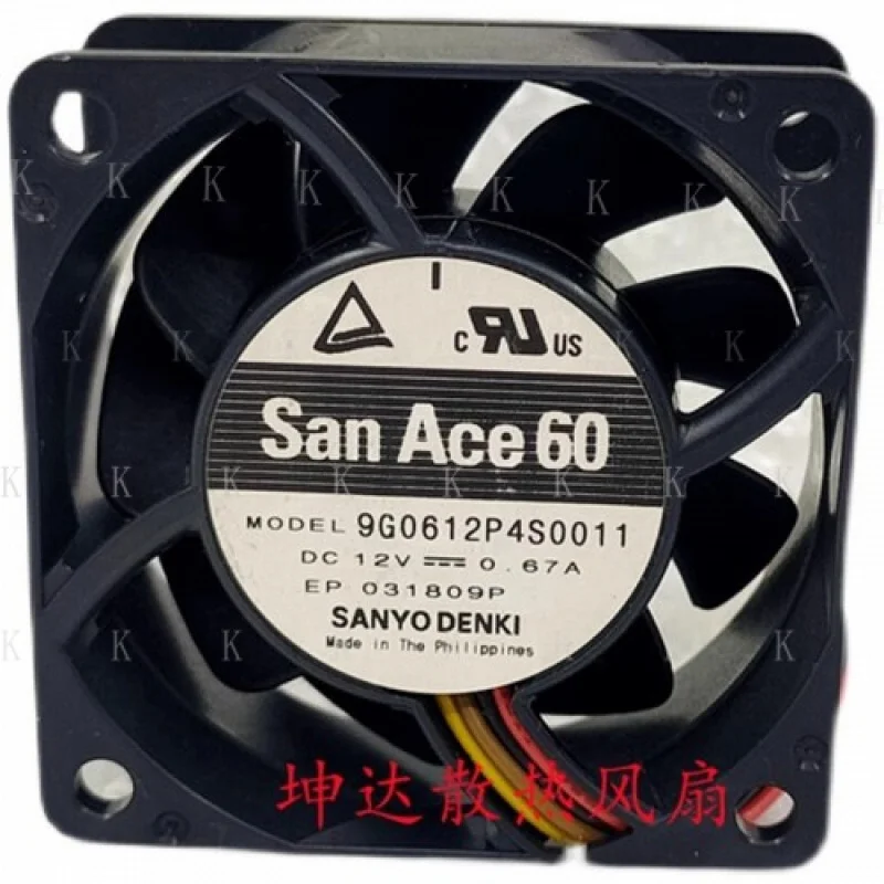 C  FOR   SANYO 9G0612P4S0011 6025 DC12V 0.67A 6CM 4-Wire Dual Ball Cooling Fan