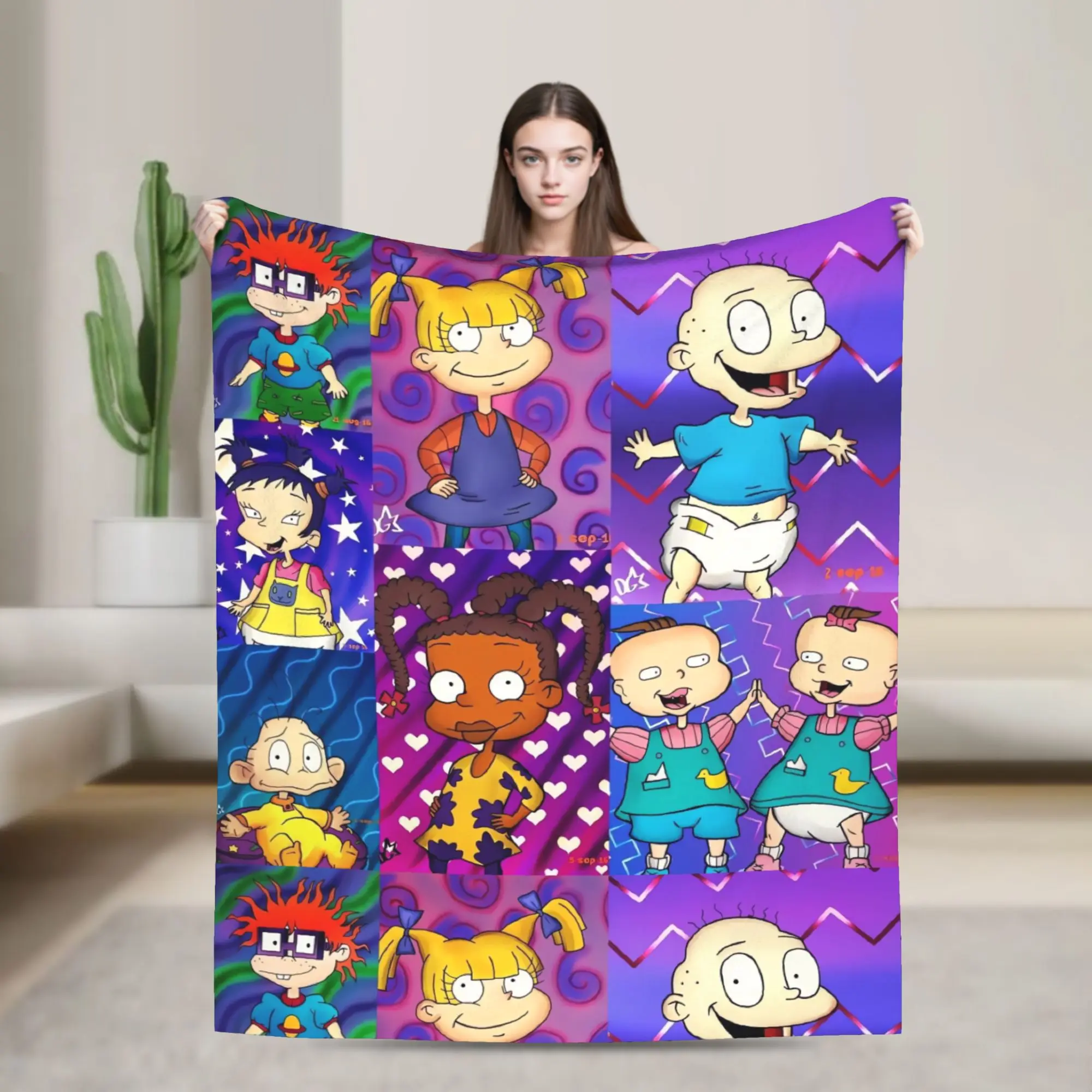 Rugrats Group نمط بطانية لينة الدافئة نمط أفخم رمي بطانية للسفر في الهواء الطلق الفانيلا المفرش غطاء السرير