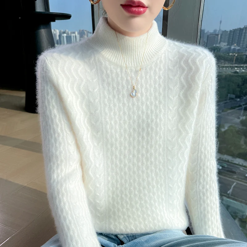 

Fall/Winter New Wool Knitted Women's Loose Large Size Cashmere Twisted Bottom Sweater