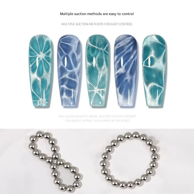 20 Pz/lotto 3D Oceano Ondulazione Occhio di Gatto Perline Magnetiche Ondulazione Dell'acqua Onda Linea Effetto Gel Smalto Rotondo Unghie Magneti Palle Strumenti per Manicure