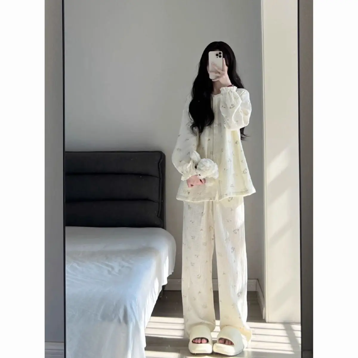 Pjs Set Cardigan Long Sleeved Shirt Women Pajama Set Women Warm Winter Pajamas Fashionable Home Clothes Pajamas Soft Pajama Set