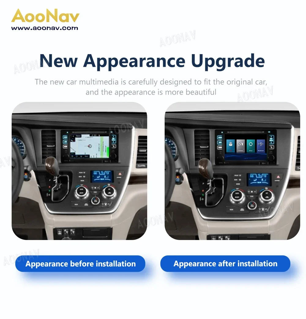 AOONAV Linux System box For Toyota Sienna 2015-2018 Fit Original Car Stereo Oem screen Wireless Apple CarPlay Android Retrofit