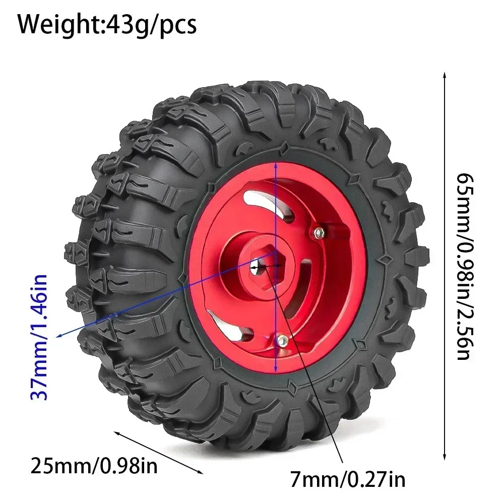 

4pcs 65mm 1.3" Metal Beadlock Wheel Tire Set For 1/18 1/24 RC Crawler Car TRX4M SCX24 AX24 FCX24 Upgrade Parts
