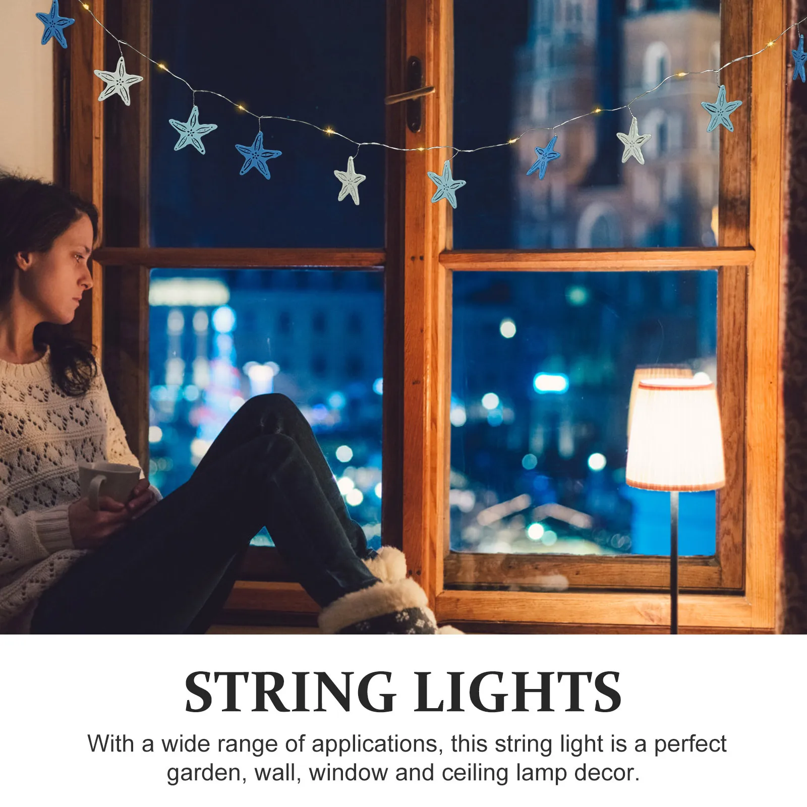 سلسلة أضواء نجمة البحر الخشب Led ديكور للحزب حديقة جدار نافذة السقف موضوع بحري تعمل